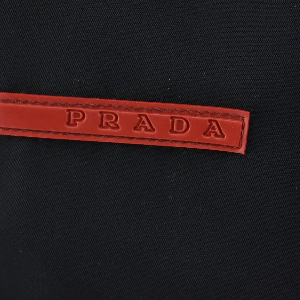 PRADA "Linea Rossa": Navy Blue, Tessuto Nylon & Logo Duffel/Weekender Bag (td) - Picture 3 of 13